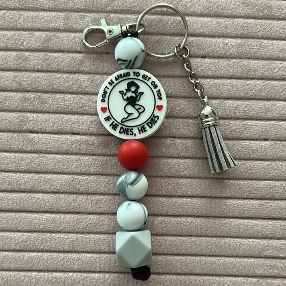 Marble Bead Keychain with Tassel